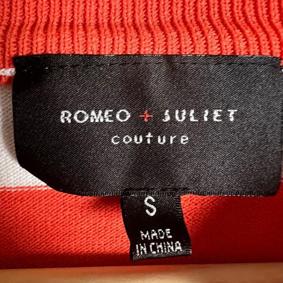 Romeo + Juliet Orange White Striped Pleated Skirt Puff Sleeve Top Co-Ord Set S - Picture 14 of 14